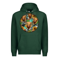 Sports Green Highland Cow Pattern Premium Hoodie - Jasminsmagicworld