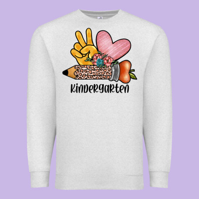 Peace Love Kindergarten Premium Sweatshirt Designed By Jahusdesignshop