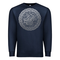Navy ireland celtic knotwork design ornament wolf original celtic pullover Premium Sweatshirt - linhVisuals