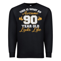 Black 90th birthday novelty gift awesome 90 year old t shirt Premium Sweatshirt - linhVisuals