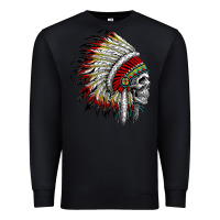 Black native american indian chief skull motorcycle headdress  t shirt Premium Sweatshirt - linhVisuals