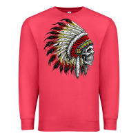 Cardinal native american indian chief skull motorcycle headdress  t shirt Premium Sweatshirt - linhVisuals