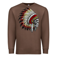 Chestnut native american indian chief skull motorcycle headdress  t shirt Premium Sweatshirt - linhVisuals