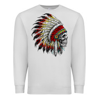 Dove Grey native american indian chief skull motorcycle headdress  t shirt Premium Sweatshirt - linhVisuals