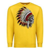 Lemon native american indian chief skull motorcycle headdress  t shirt Premium Sweatshirt - linhVisuals