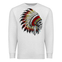 Oatmeal Heather native american indian chief skull motorcycle headdress  t shirt Premium Sweatshirt - linhVisuals