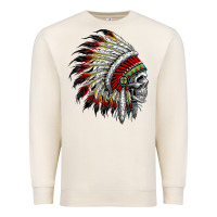 Sandshell native american indian chief skull motorcycle headdress  t shirt Premium Sweatshirt - linhVisuals