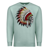 Seafoam native american indian chief skull motorcycle headdress  t shirt Premium Sweatshirt - linhVisuals