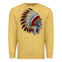 Antique Gold native american indian chief skull motorcycle headdress  t shirt Premium Sweatshirt - linhVisuals