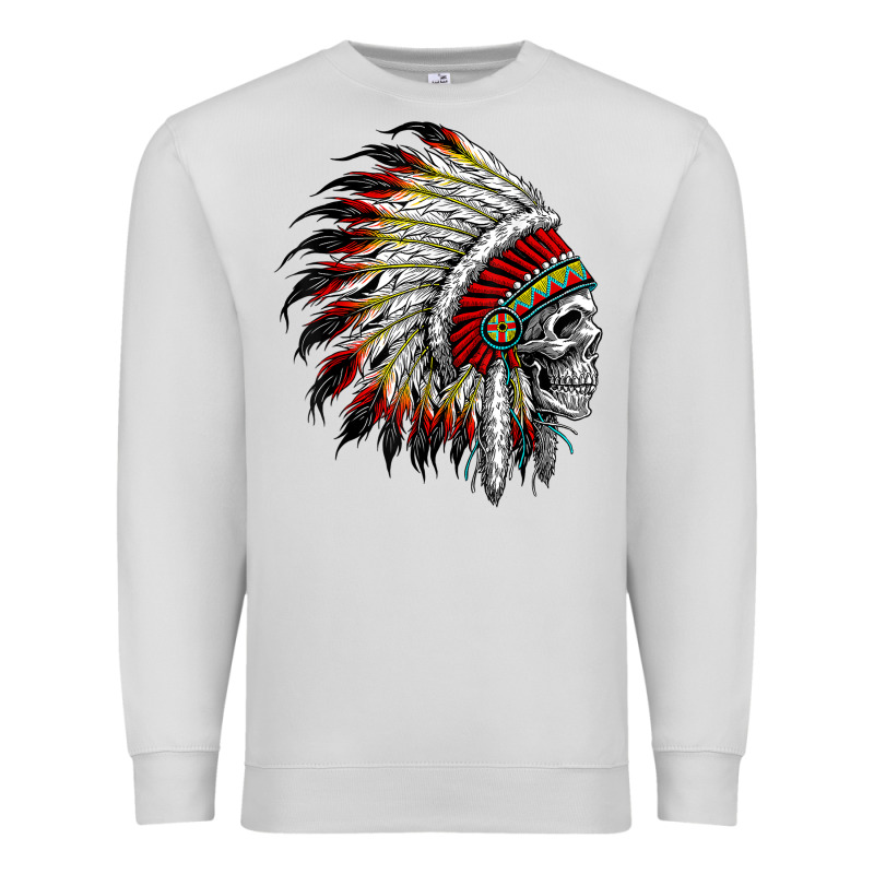 Native American Indian Chief Skull Motorcycle Headdress  T Shirt Premium Sweatshirt by linhVisuals | Teevron