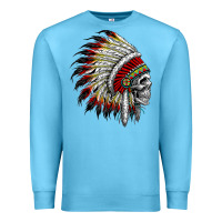 Ocean Blue native american indian chief skull motorcycle headdress  t shirt Premium Sweatshirt - linhVisuals