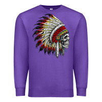 Purple native american indian chief skull motorcycle headdress  t shirt Premium Sweatshirt - linhVisuals