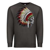 Smoke native american indian chief skull motorcycle headdress  t shirt Premium Sweatshirt - linhVisuals