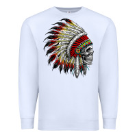 White native american indian chief skull motorcycle headdress  t shirt Premium Sweatshirt - linhVisuals