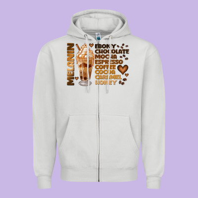 Melanin Coffee Zipper Hoodie Designed By Jahusdesignshop