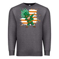 Charcoal Heather dabbing leprechaun irish american flag Premium Sweatshirt - linhVisuals