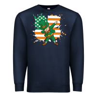 Navy dabbing leprechaun irish american flag Premium Sweatshirt - linhVisuals