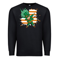 Black dabbing leprechaun irish american flag Premium Sweatshirt - linhVisuals