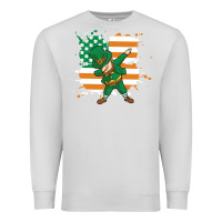 Dove Grey dabbing leprechaun irish american flag Premium Sweatshirt - linhVisuals