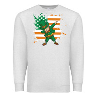 Oatmeal Heather dabbing leprechaun irish american flag Premium Sweatshirt - linhVisuals