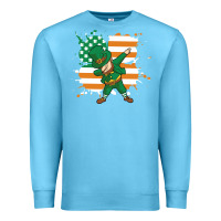 Ocean Blue dabbing leprechaun irish american flag Premium Sweatshirt - linhVisuals