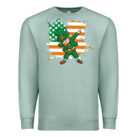 Seafoam dabbing leprechaun irish american flag Premium Sweatshirt - linhVisuals