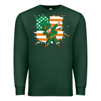 Sports Green dabbing leprechaun irish american flag Premium Sweatshirt - linhVisuals