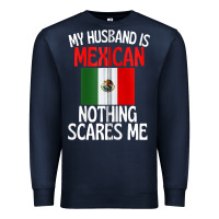 Navy my husband is mexican nothing scares me funny husband zip hoodie Premium Sweatshirt - linhVisuals