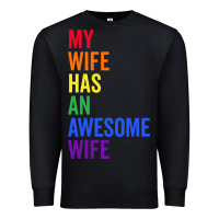 Black my wife has an awesome wife funny lesbian wedding gift t shirt Premium Sweatshirt - linhVisuals