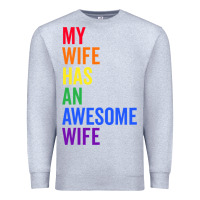Heather Grey my wife has an awesome wife funny lesbian wedding gift t shirt Premium Sweatshirt - linhVisuals