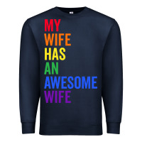 Navy my wife has an awesome wife funny lesbian wedding gift t shirt Premium Sweatshirt - linhVisuals