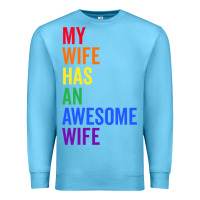 Ocean Blue my wife has an awesome wife funny lesbian wedding gift t shirt Premium Sweatshirt - linhVisuals