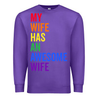 Purple my wife has an awesome wife funny lesbian wedding gift t shirt Premium Sweatshirt - linhVisuals