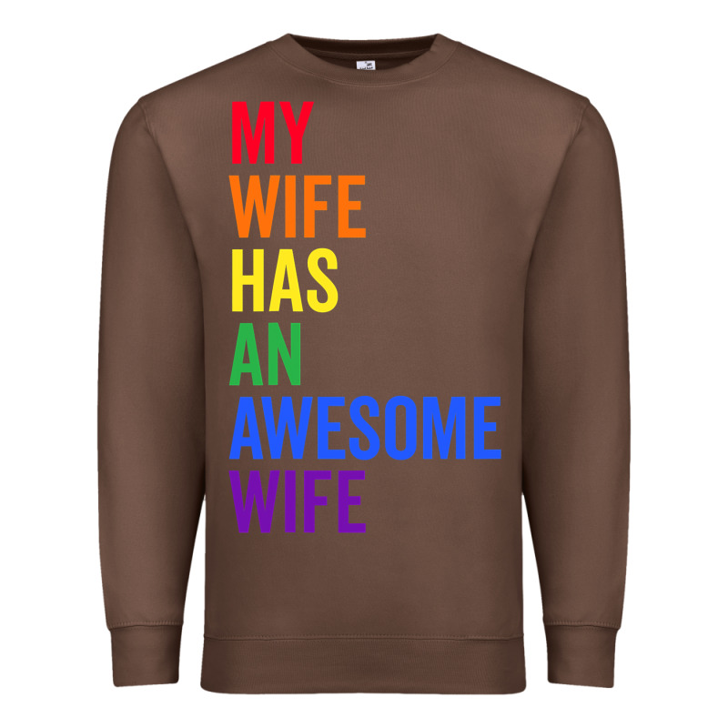 My Wife Has An Awesome Wife Funny Lesbian Wedding Gift T Shirt Premium Sweatshirt by linhVisuals | Teevron