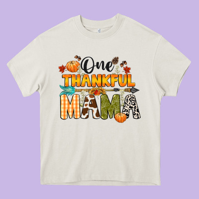 One Thankful Mama Heavy Core Tee Designed By Cowgirlartshop