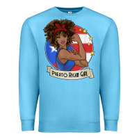 Ocean Blue puerto rican girl strong t shirt puerto rico pride boricua Premium Sweatshirt - linhVisuals