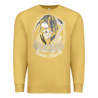 Antique Gold santa muerte female deity mexican satanic dead sugar skull tank top Premium Sweatshirt - linhVisuals
