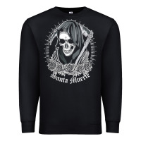 Black santa muerte female deity mexican satanic dead sugar skull tank top Premium Sweatshirt - linhVisuals