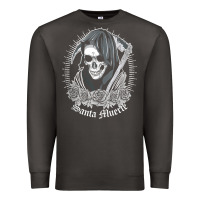Smoke santa muerte female deity mexican satanic dead sugar skull tank top Premium Sweatshirt - linhVisuals