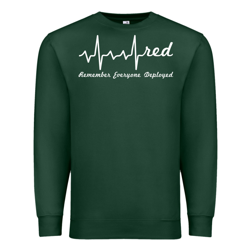 Red Friday Military Remember Everyone Deployed Heartbeat T Shirt Premium Sweatshirt by linhVisuals | Teevron
