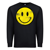 Black vintage retro happy smiley face 80's 90's aesthetic t shirt Premium Sweatshirt - linhVisuals