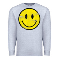 Heather Grey vintage retro happy smiley face 80's 90's aesthetic t shirt Premium Sweatshirt - linhVisuals
