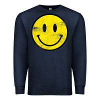 Navy vintage retro happy smiley face 80's 90's aesthetic t shirt Premium Sweatshirt - linhVisuals