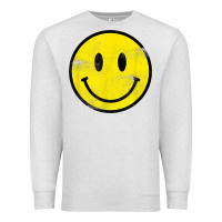 Oatmeal Heather vintage retro happy smiley face 80's 90's aesthetic t shirt Premium Sweatshirt - linhVisuals