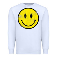 White vintage retro happy smiley face 80's 90's aesthetic t shirt Premium Sweatshirt - linhVisuals