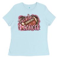 Baby Blue Tackle cancer Football Ladies Tee - FaDigitalArtStudio