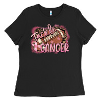 Black Tackle cancer Football Ladies Tee - FaDigitalArtStudio