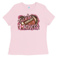 Bubblegum Pink Tackle cancer Football Ladies Tee - FaDigitalArtStudio
