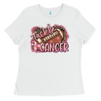 White Tackle cancer Football Ladies Tee - FaDigitalArtStudio