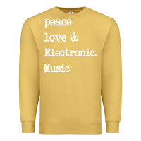 Antique Gold peace love & electronic music  edm techno t shirt Premium Sweatshirt - linhVisuals